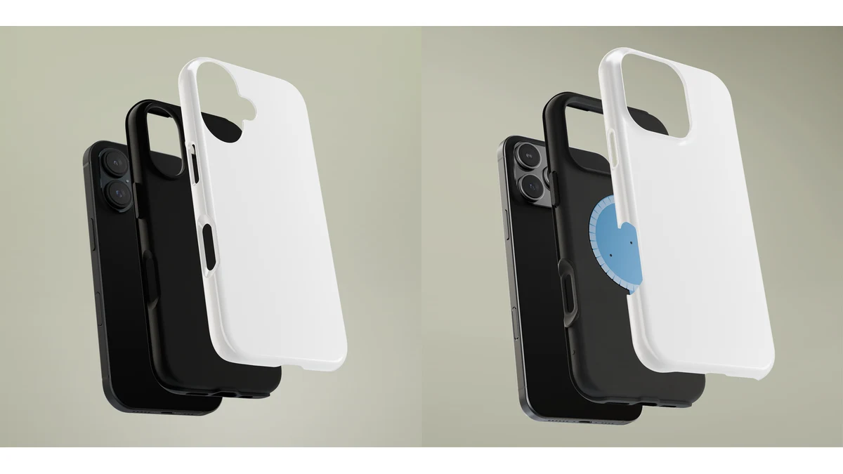 Two phone case views showing camera openings and layered case construction.